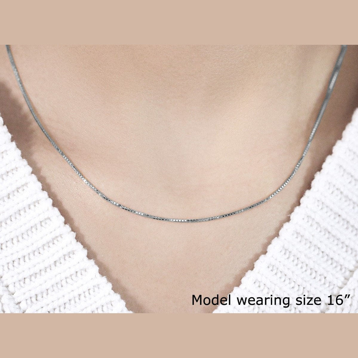 14k White Gold Octagonal Box Chain (1.00 mm)