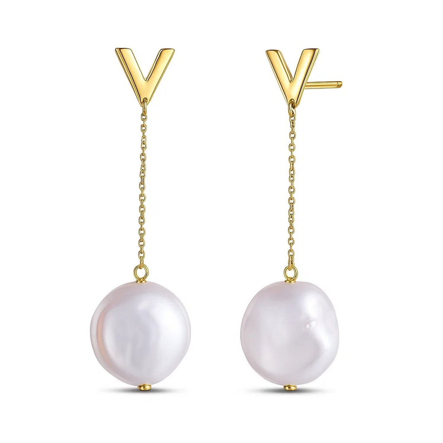14k Yellow Gold Tesoro Pearl Drop Earrings
