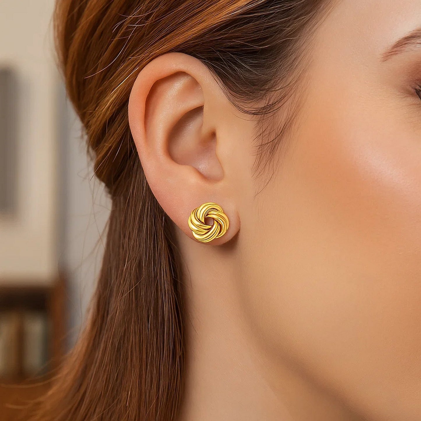 Love Knot Post Earrings in 14k Yellow Gold