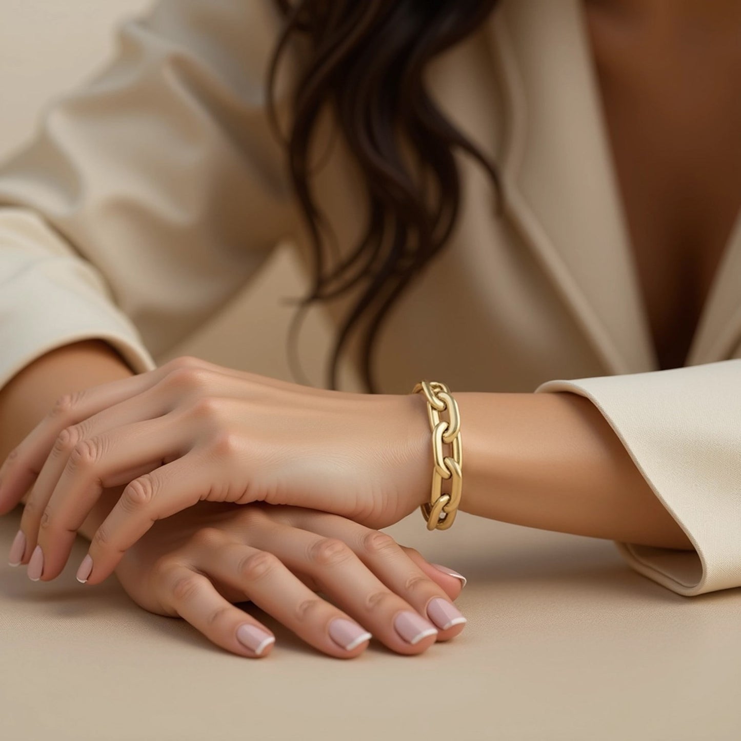 Long Domed Paperclip Bracelet in 14K Yellow Gold