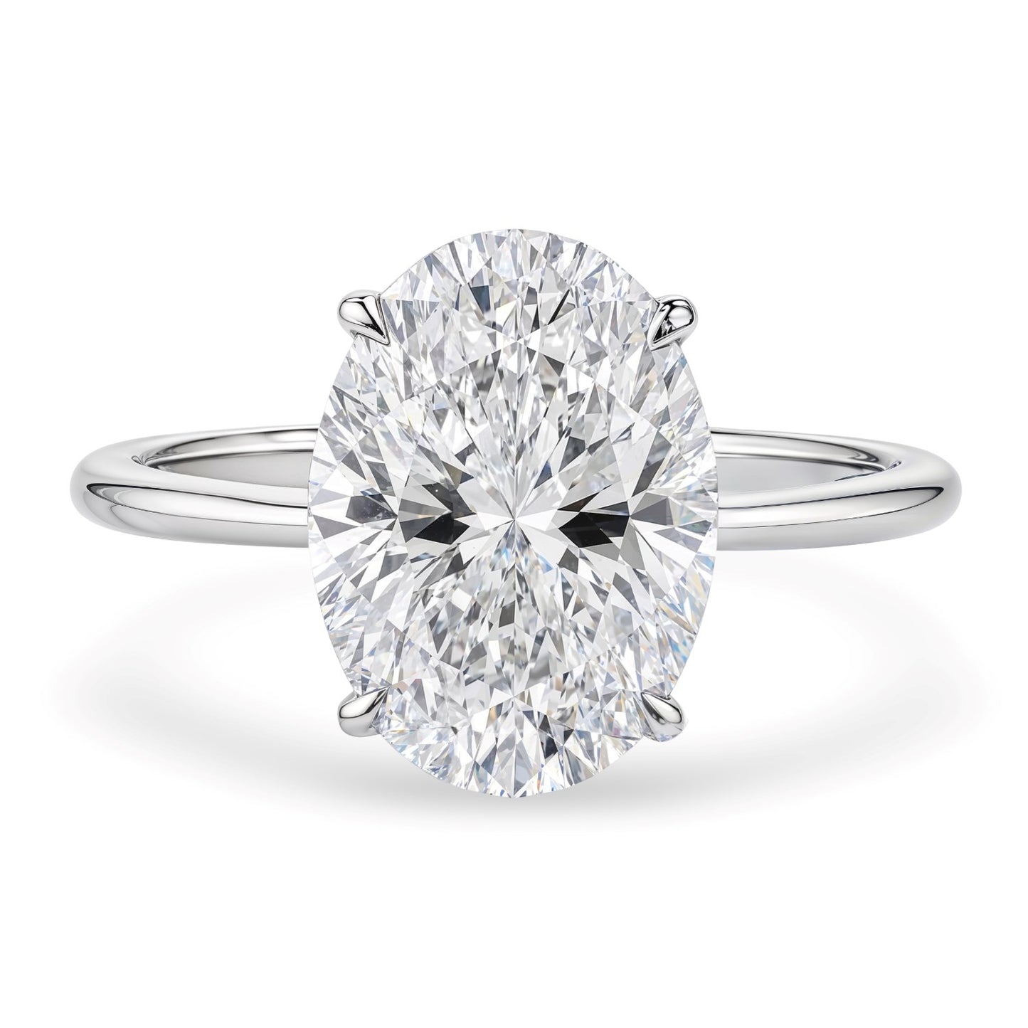 3 Carat Oval Lab Grown IGI G/VS1 Diamond Solitaire Ring in 10K White Gold