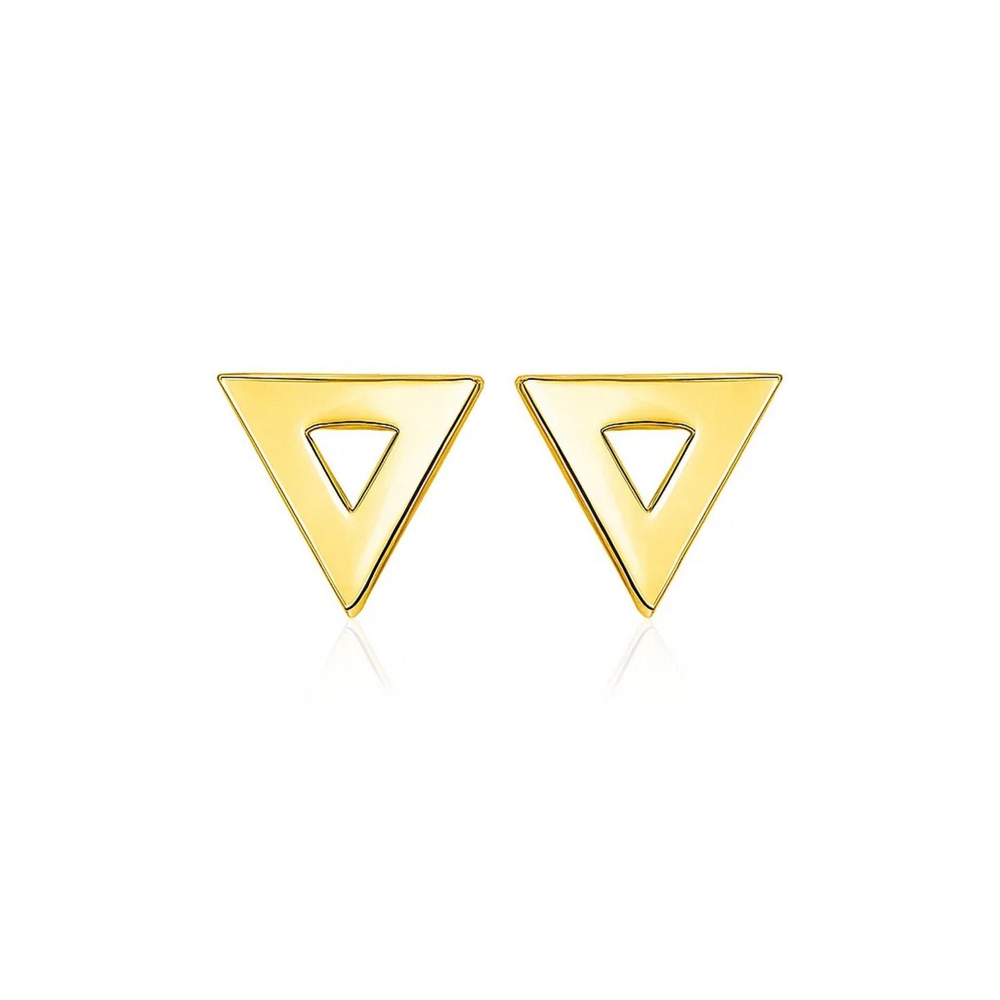 14k Yellow Gold Polished Open Triangle Post Earrings