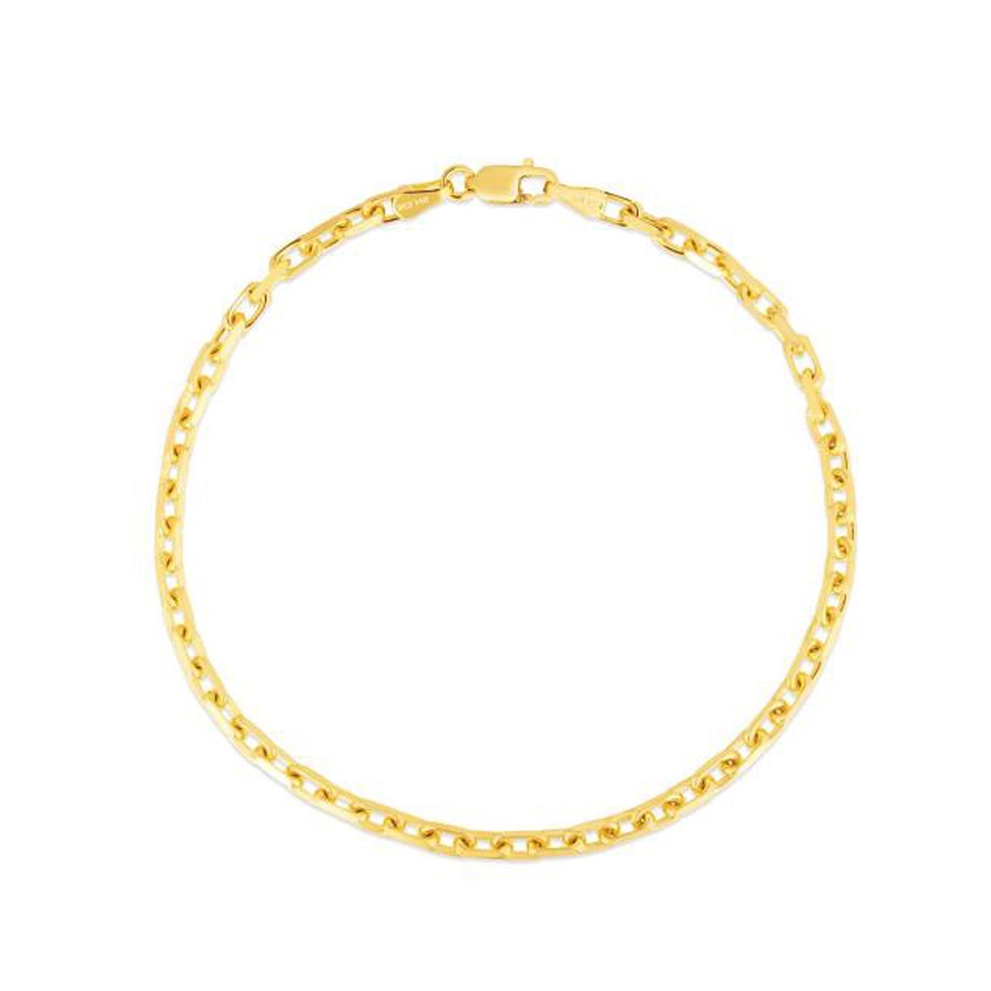 14k Yellow Gold French Cable Chain Bracelet (2.50 mm)