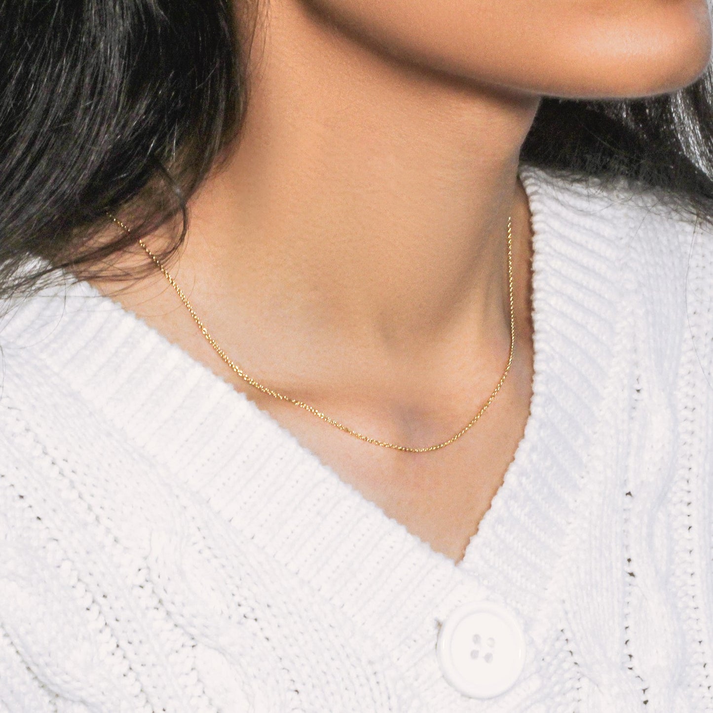 14k Yellow Gold Round Cable Link Chain (1.10 mm)