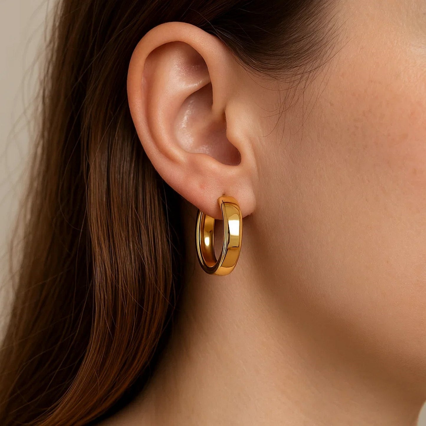 14k Yellow Gold Wedding Band Hoops (6x25mm)