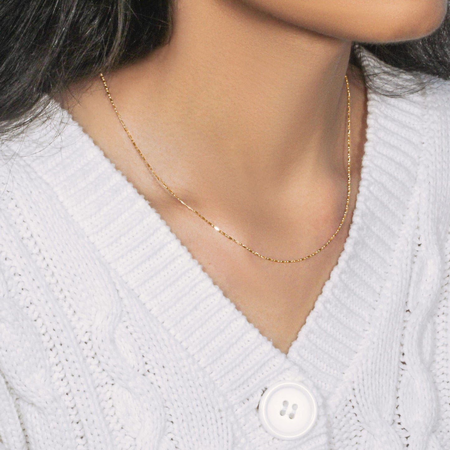 14k Yellow Gold Diamond-Cut Bead Chain (0.90 mm)