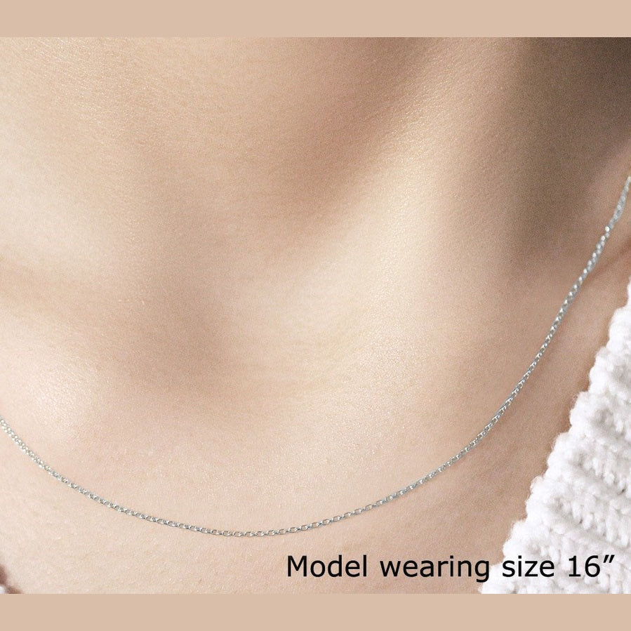 18k White Gold Round Cable Link Chain (0.97 mm)