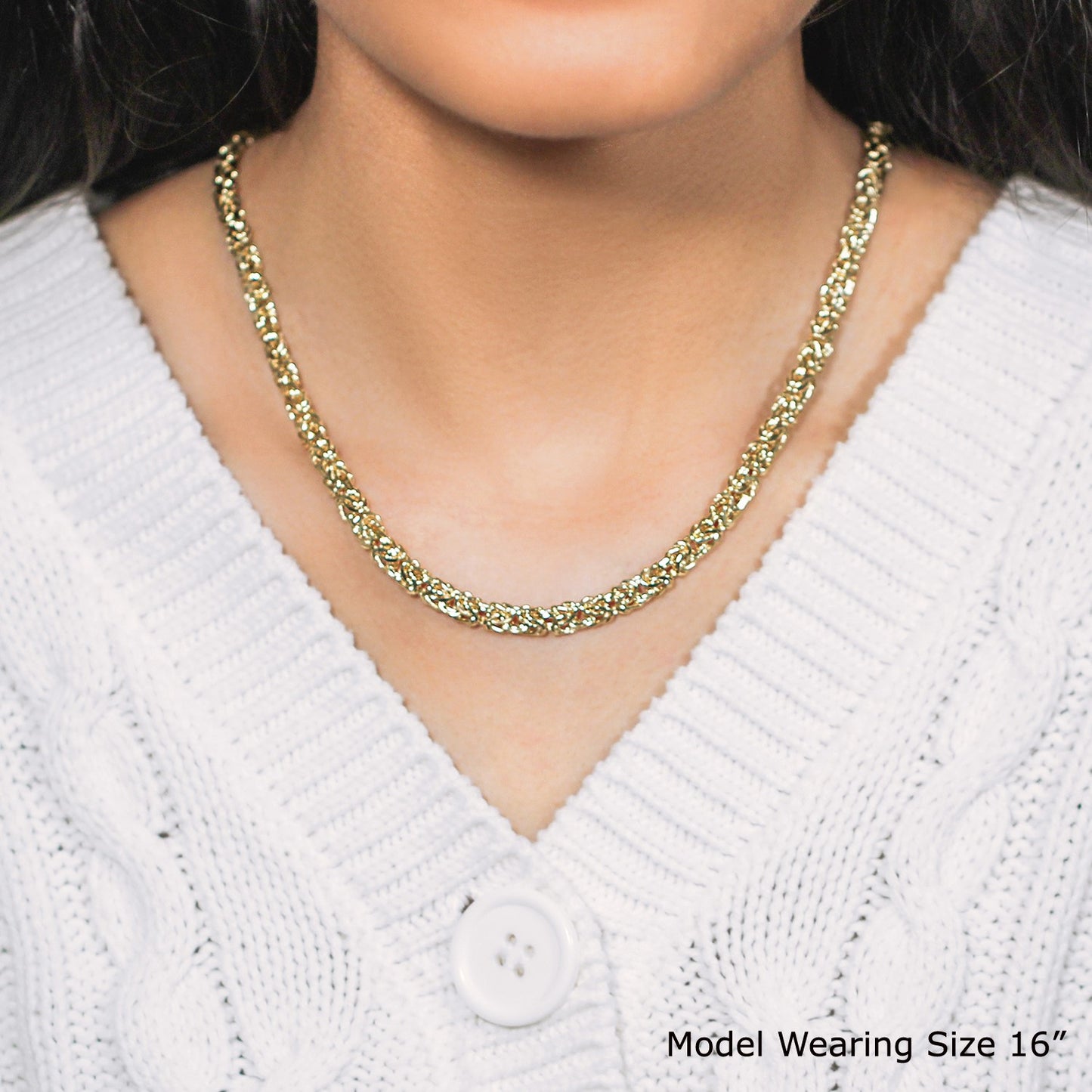 14k Yellow Gold Fancy Byzantine Chain Necklace