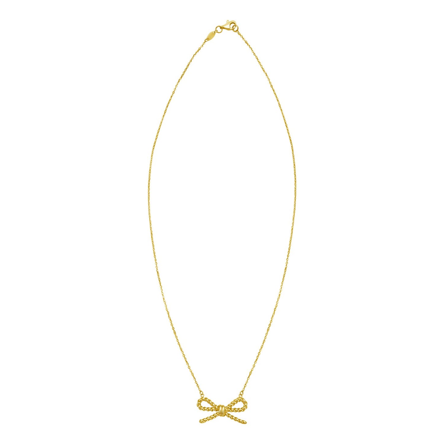 14K Yellow Gold Polished Twisted Rope Bow Necklace