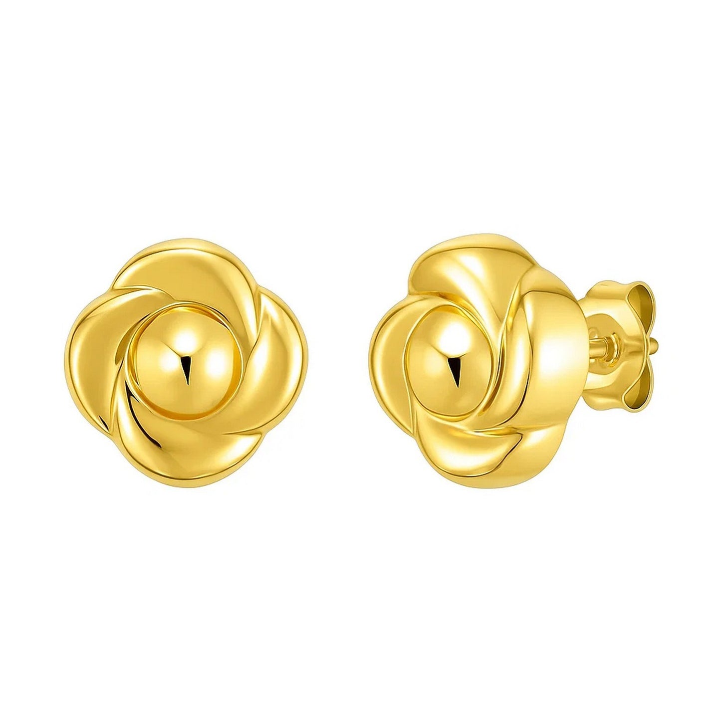 14K Yellow Gold Floral Stud Earrings
