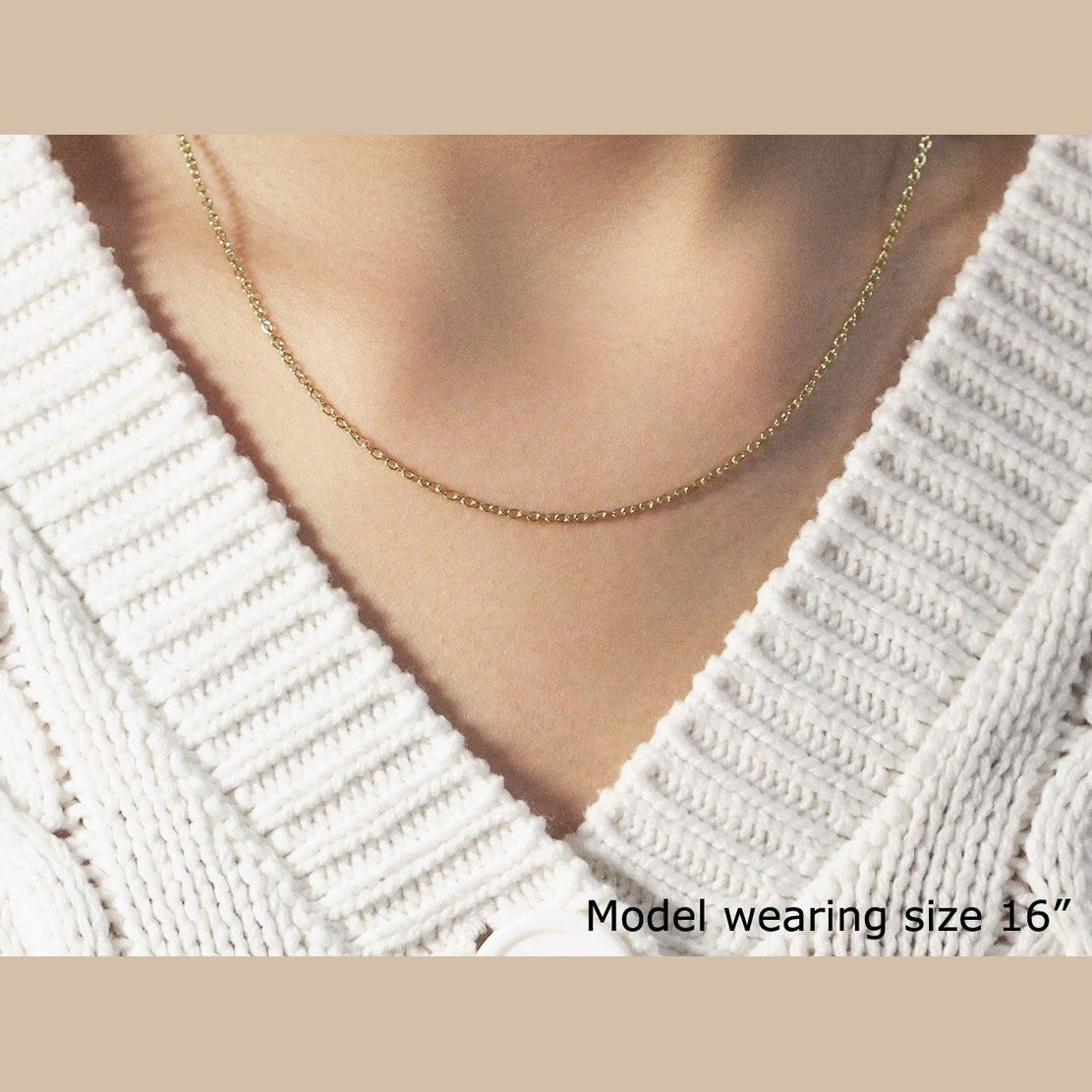 18k Yellow Gold Round Cable Link Chain (1.50 mm)