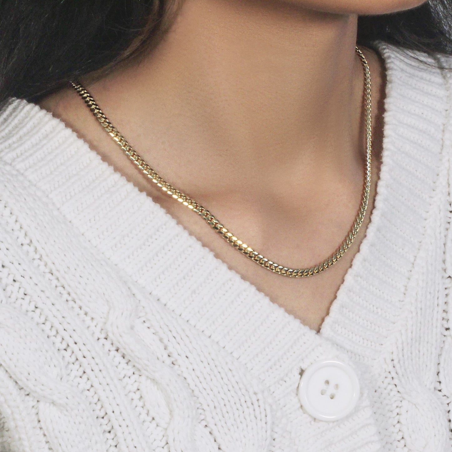 3.9mm 10k Yellow Gold Classic Miami Cuban Solid Chain