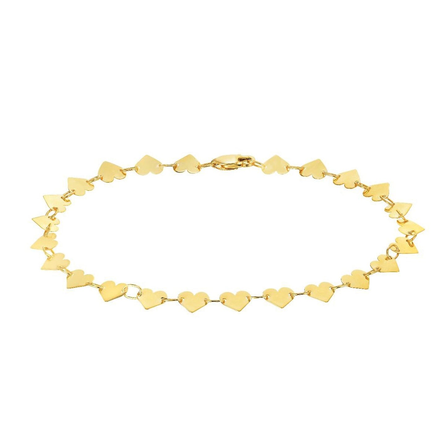 Mirror Heart Chain Bracelet in 10K Yellow Gold (4.70 mm)