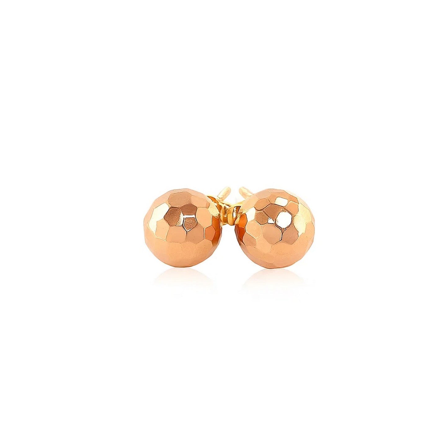 14k Rose Gold Round Faceted Style Stud Earrings(7mm)