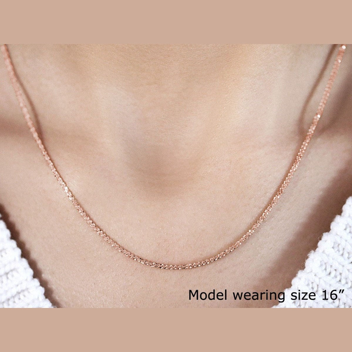 1.50 mm 14K Rose Gold Sparkle Chain