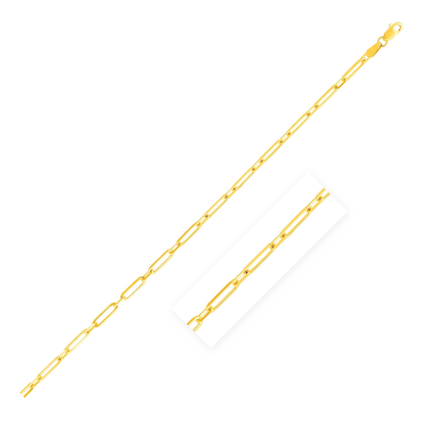 14k Yellow Gold Alternating Paperclip Bracelet (2.80 mm)