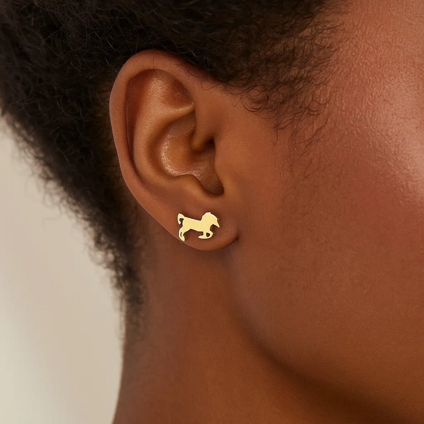 14K Yellow Gold Horse Earrings