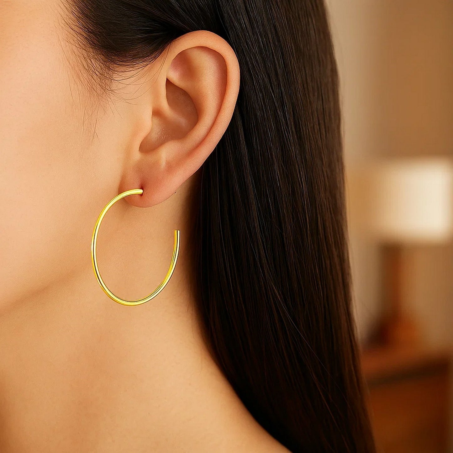 14k Yellow Gold Polished Hoop Earrings(1.5x40mm)
