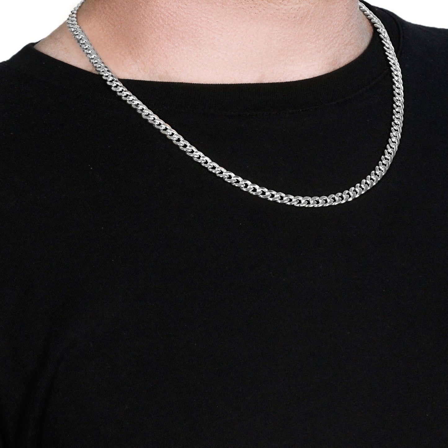 14k White Gold Miami Cuban Semi Solid Chain (5.50 mm)