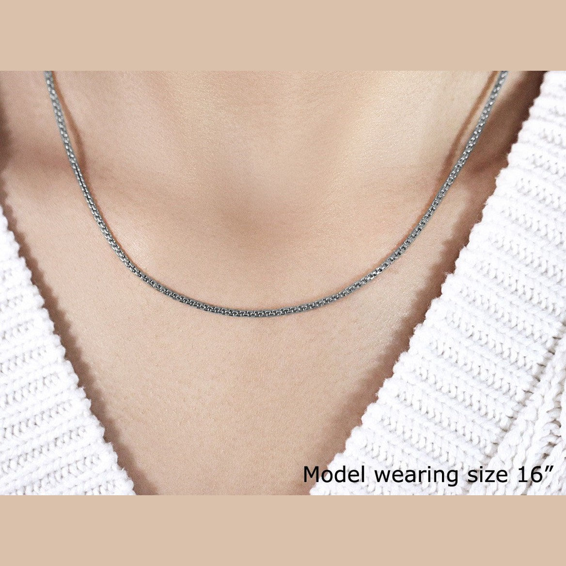 14k White Gold Solid Round Box Chain (1.60 mm)