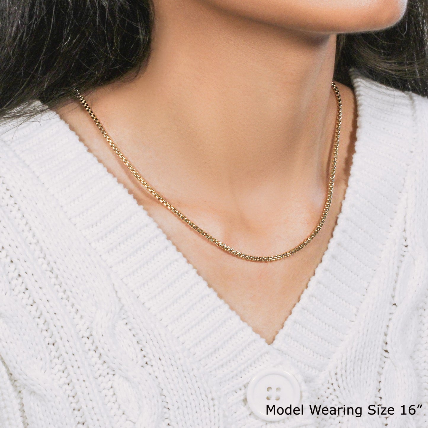 14k Yellow Gold Solid Round Box Chain (2.5 mm)