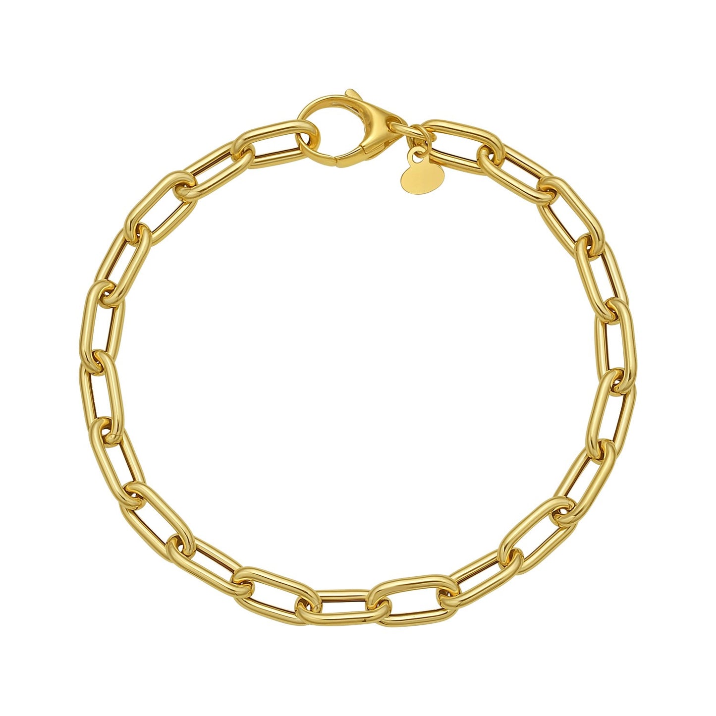 14K Yellow Gold Charm Lock Paperclip Chain Bracelet