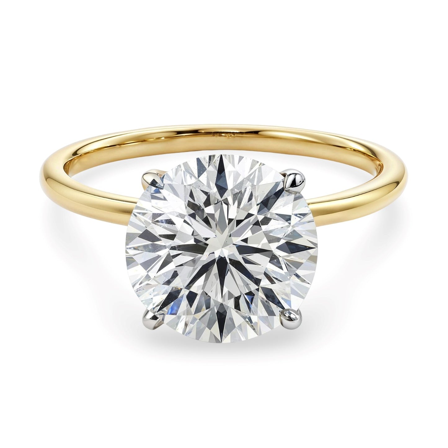 3 Carat Round Lab Grown IGI G/VS1 Diamond Solitaire Ring in 10K Yellow Gold