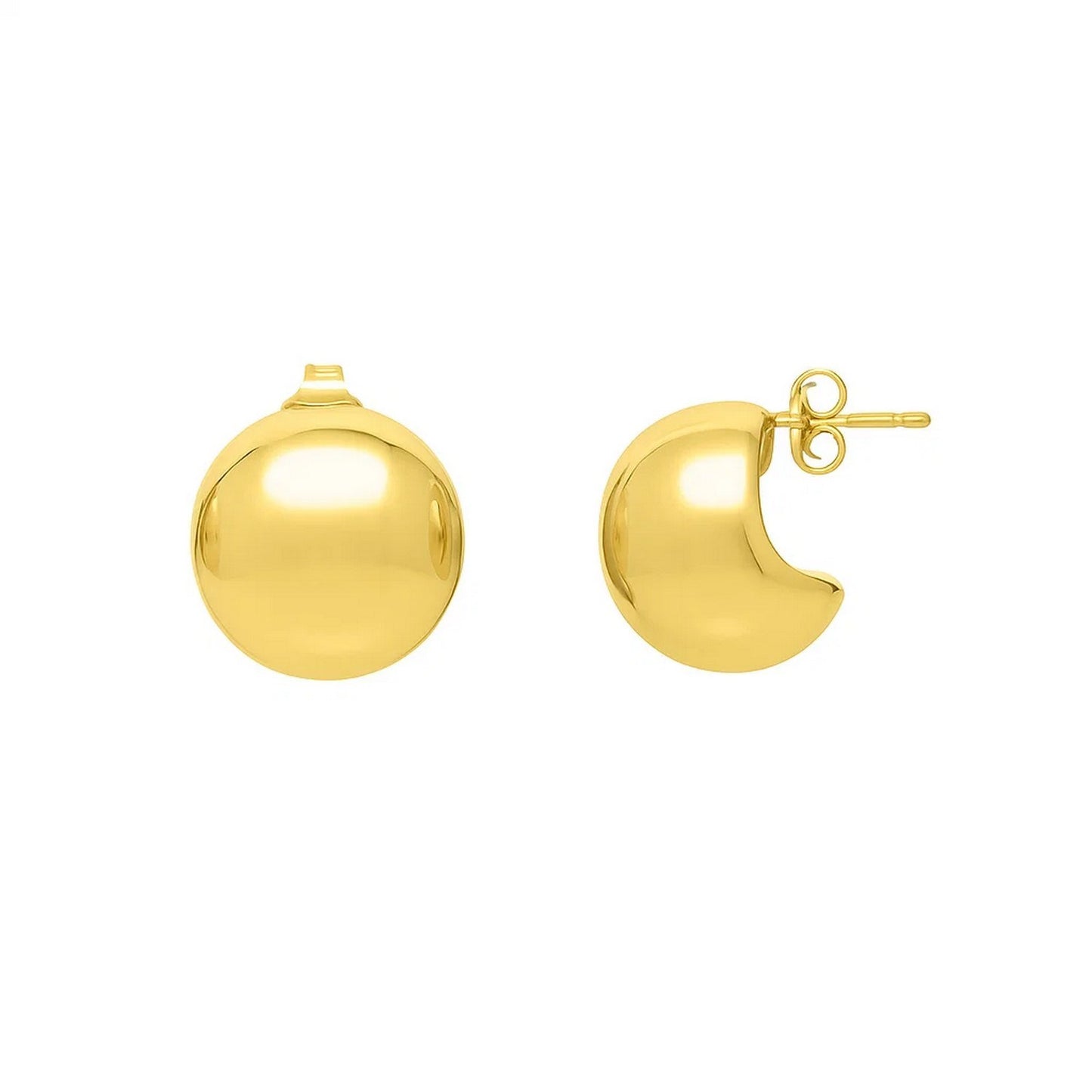 Puffed Up Button Stud Earrings in 14K Yellow Gold