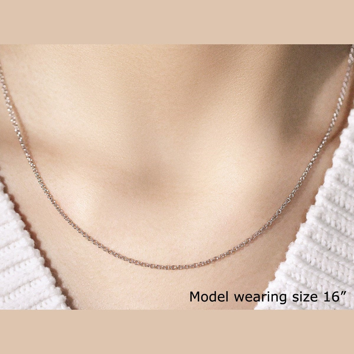 14k White Gold Round Cable Link Chain (1.50 mm)