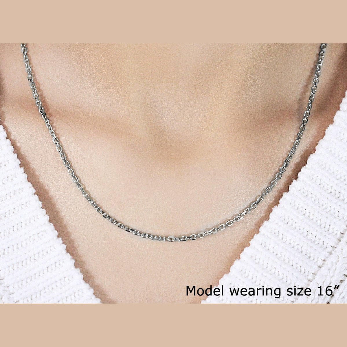 14k White Gold Diamond Cut Cable Link Chain (2.60 mm)