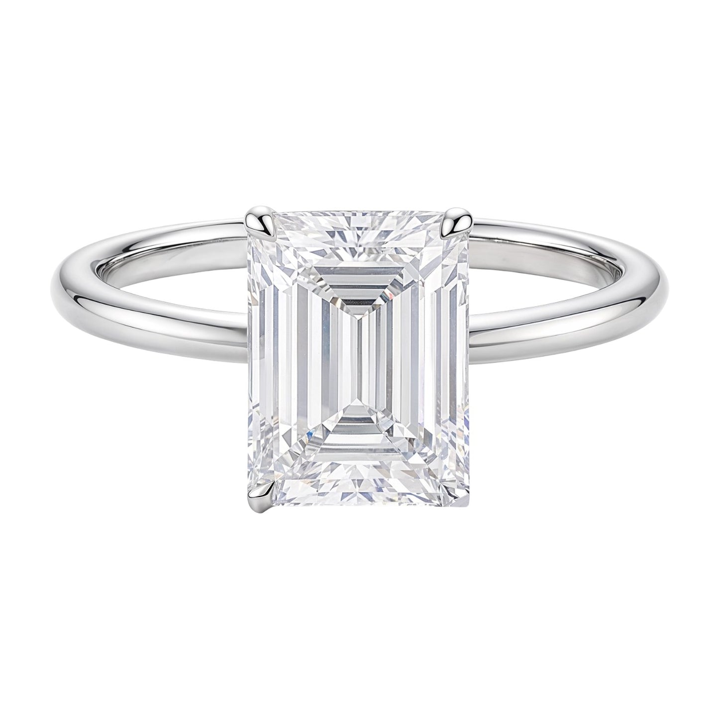 2 Carat Emerald Lab Grown IGI G/VS1 Diamond Solitaire Ring in 10K White Gold