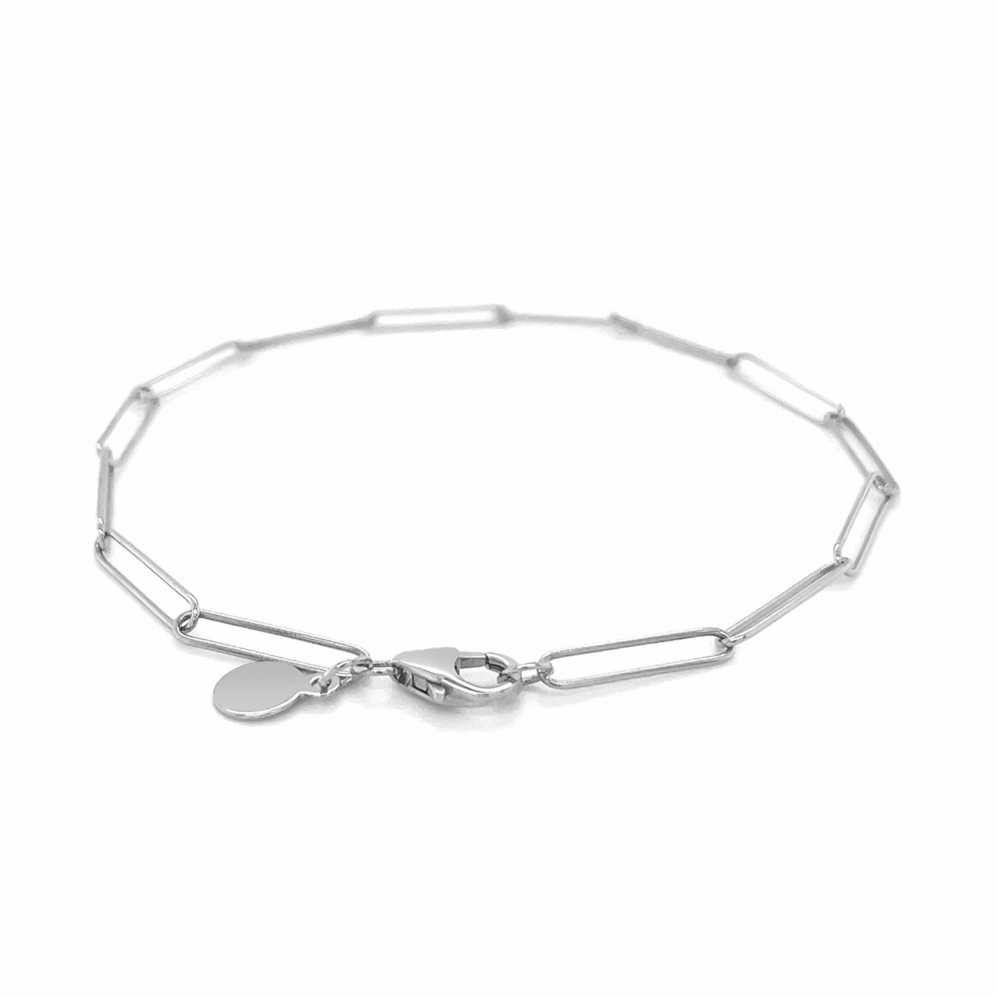 14k White Gold Wire Paperclip Bracelet (2.70 mm)