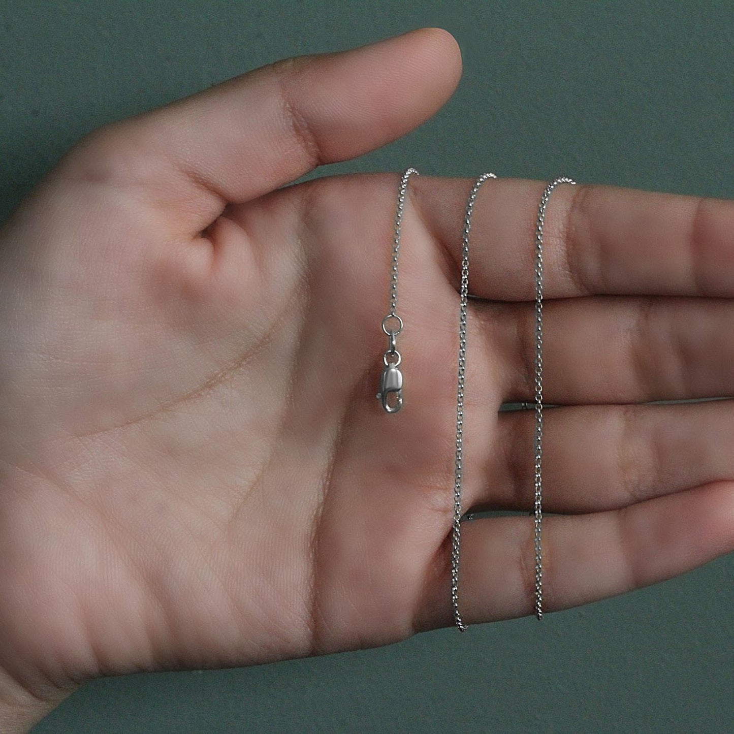 14k White Gold Diamond Cut Rolo Chain (1.10 mm)