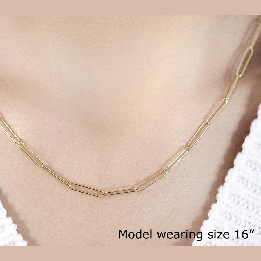 14k Yellow Gold Wire Paperclip Chain (2.7 mm)