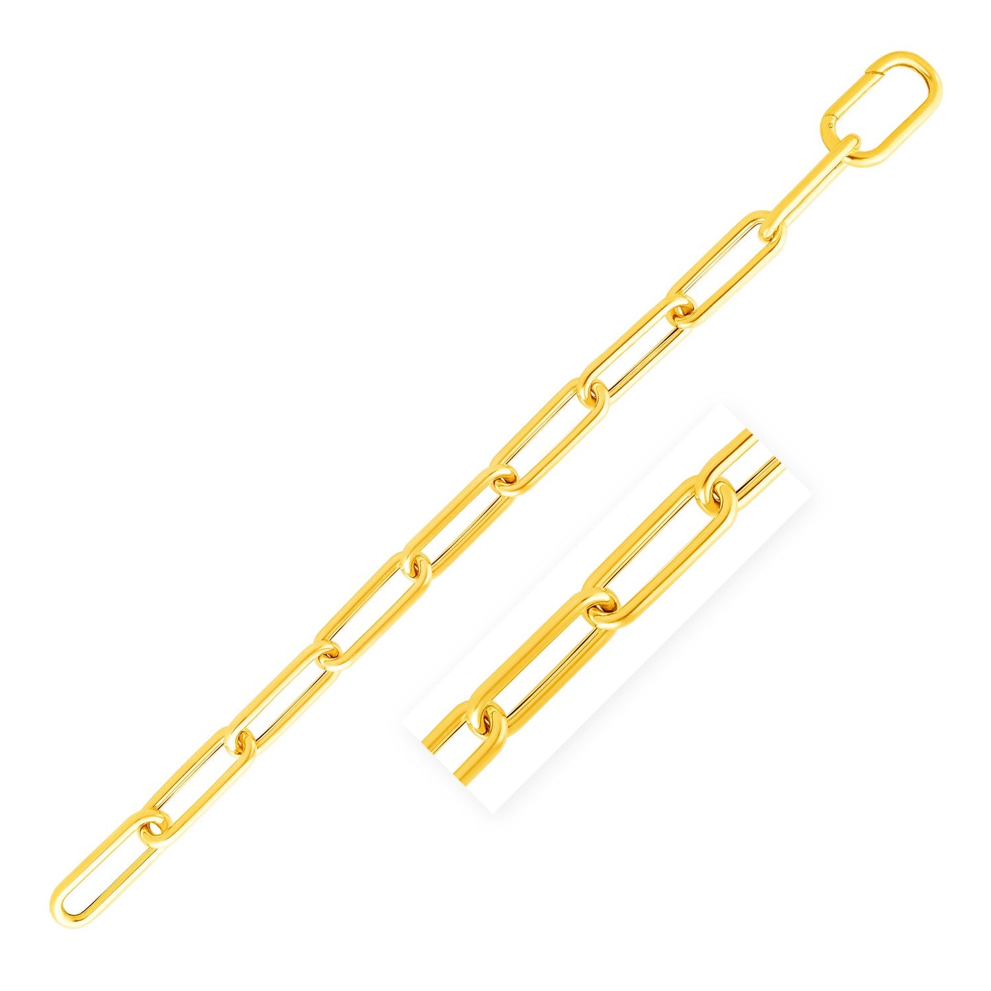 14k Yellow Gold Lite Round Wire Paperclip Bracelet (8.50 mm)