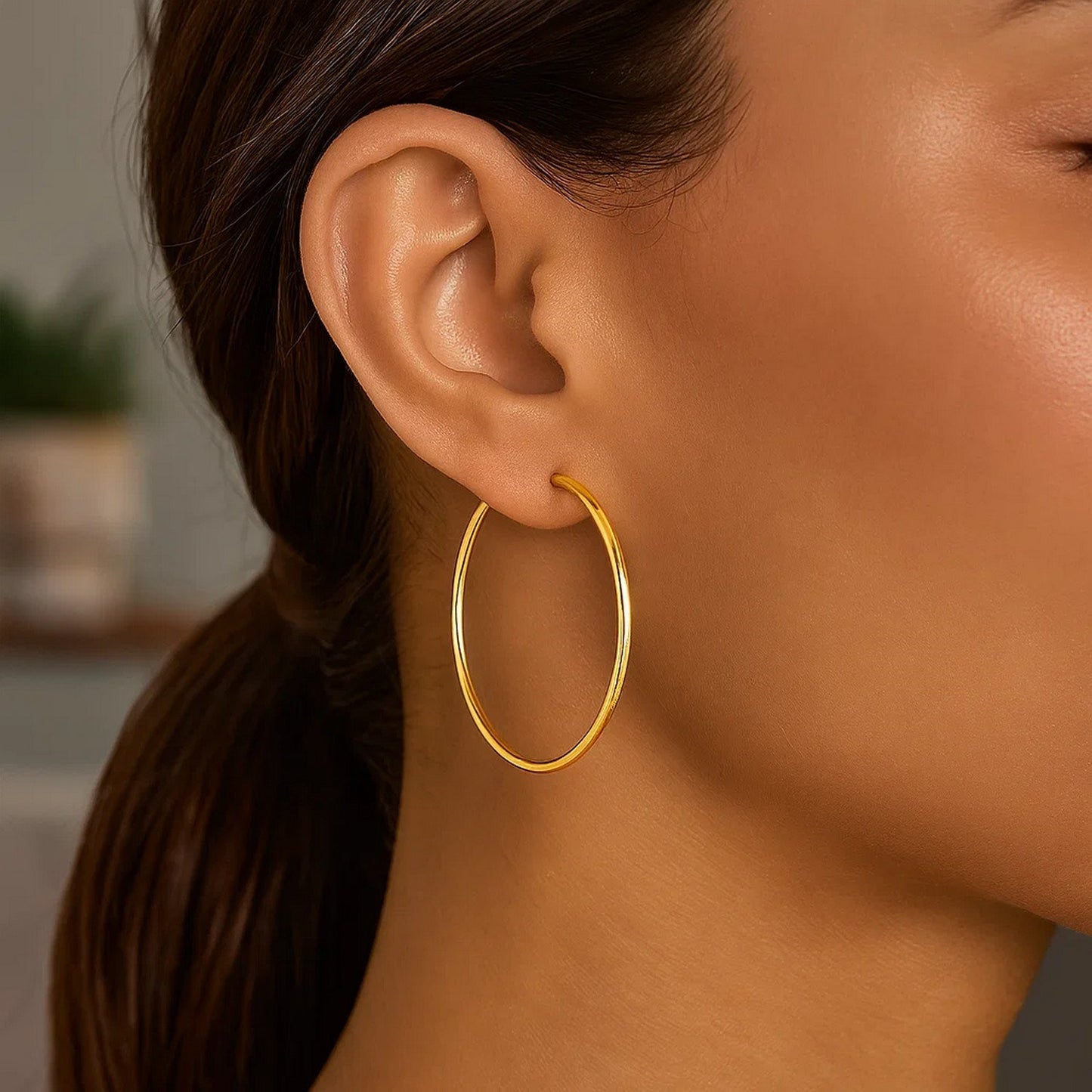 10k Yellow Gold Polished Hoop Earrings (2x40 mm)