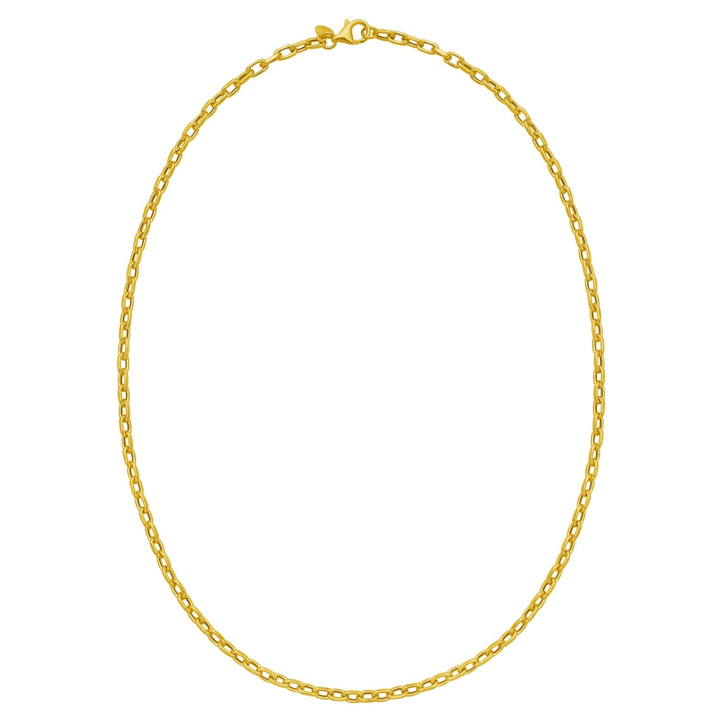 14K Yellow Gold Charm Link Cable Chain Necklace (3.30 mm)