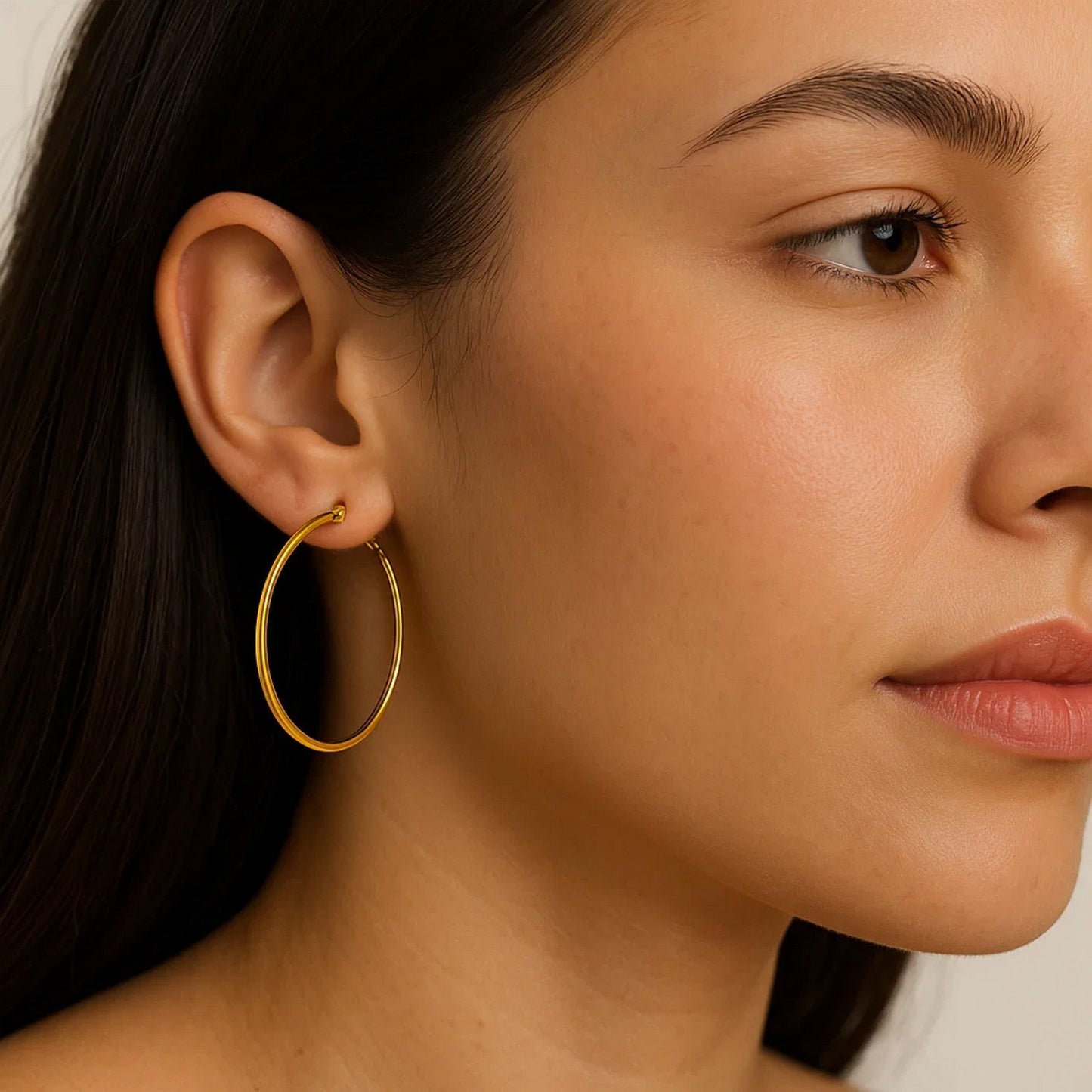 10k Yellow Gold Polished Hoop Earrings (3x25 mm)