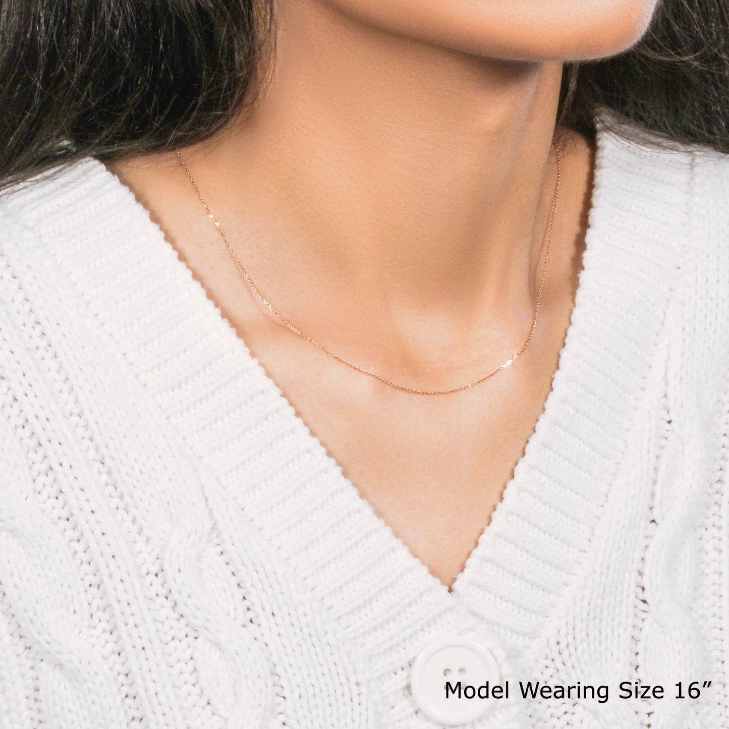 14k Rose Gold Diamond Cut Cable Link Chain (0.68 mm)