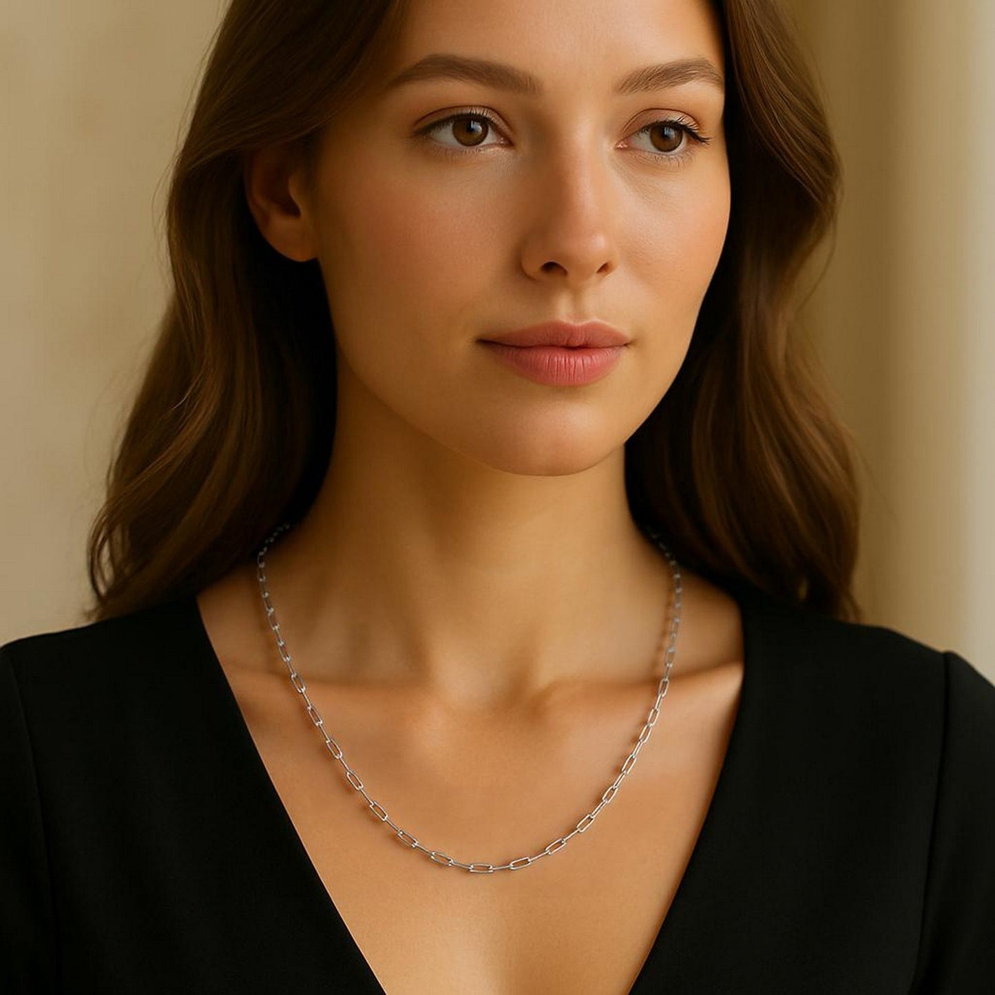 14K White Gold Fine Paperclip Chain (1.50 mm)