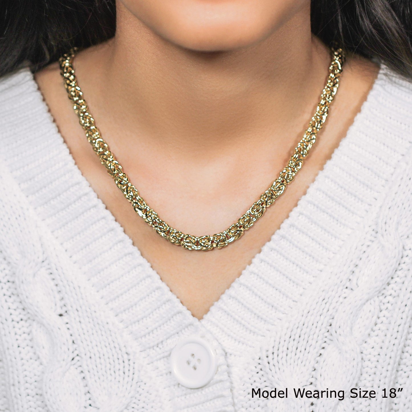 14k Yellow Gold Byzantine Motif Chain Necklace