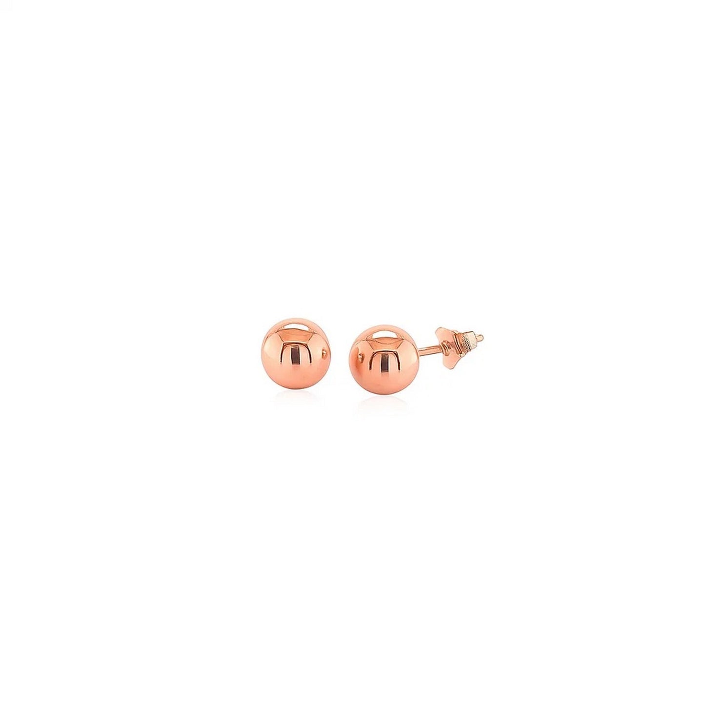 14k Rose Gold Classic Round Shape Stud Earrings (6mm)