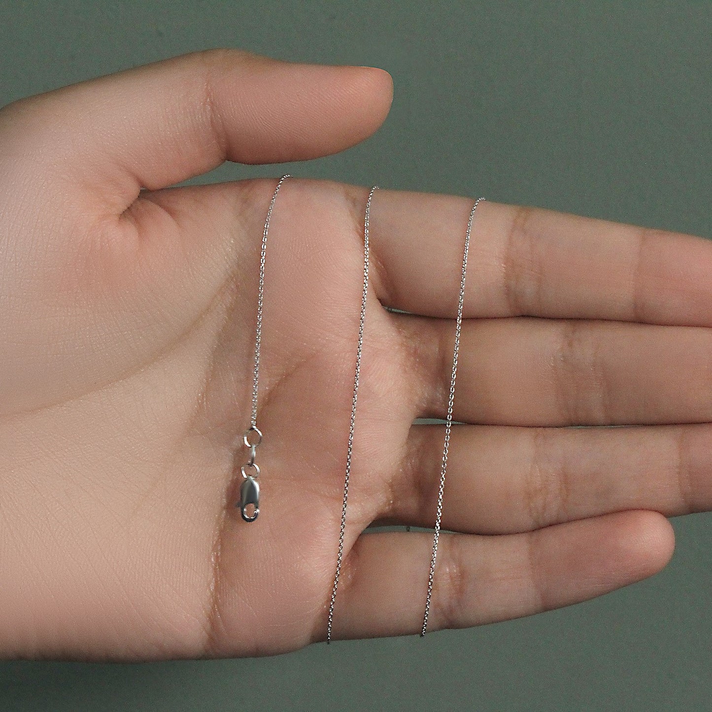 14k White Gold Cable Link Chain (0.50 mm)