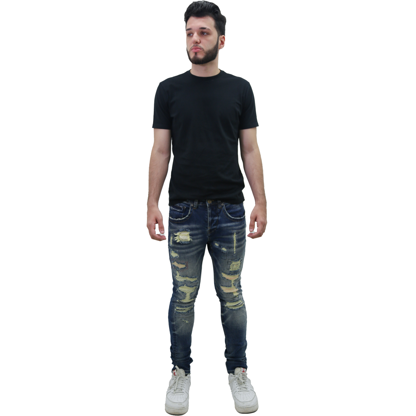 RIPPED MID-RISE SKINNY JEANS