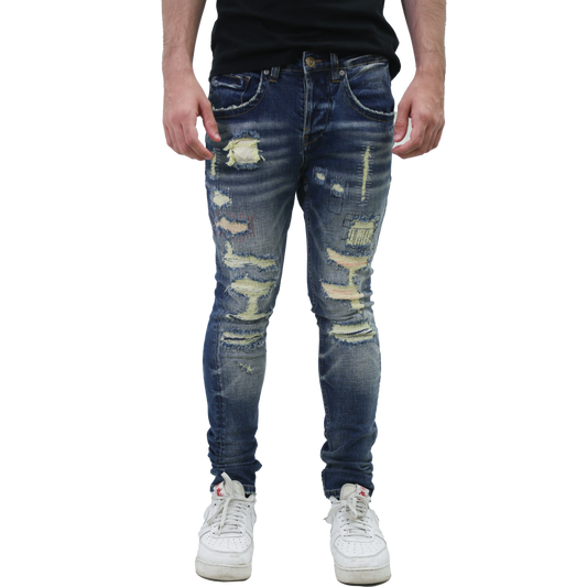 RIPPED MID-RISE SKINNY JEANS