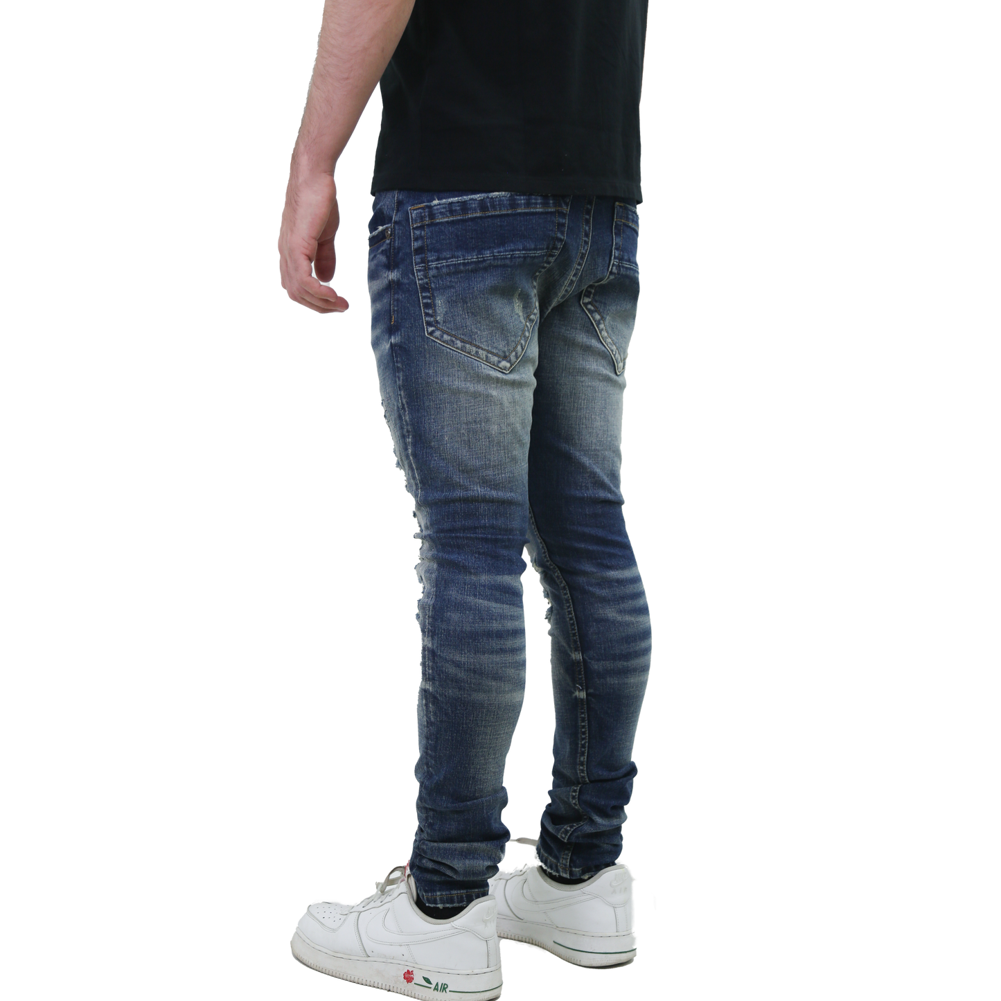 RIPPED MID-RISE SKINNY JEANS