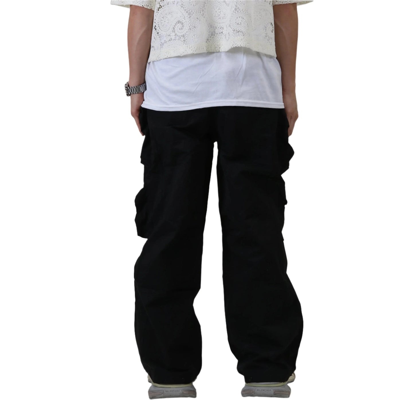FINE TWILL NYLON BAGGY FIT CARGO PANTS