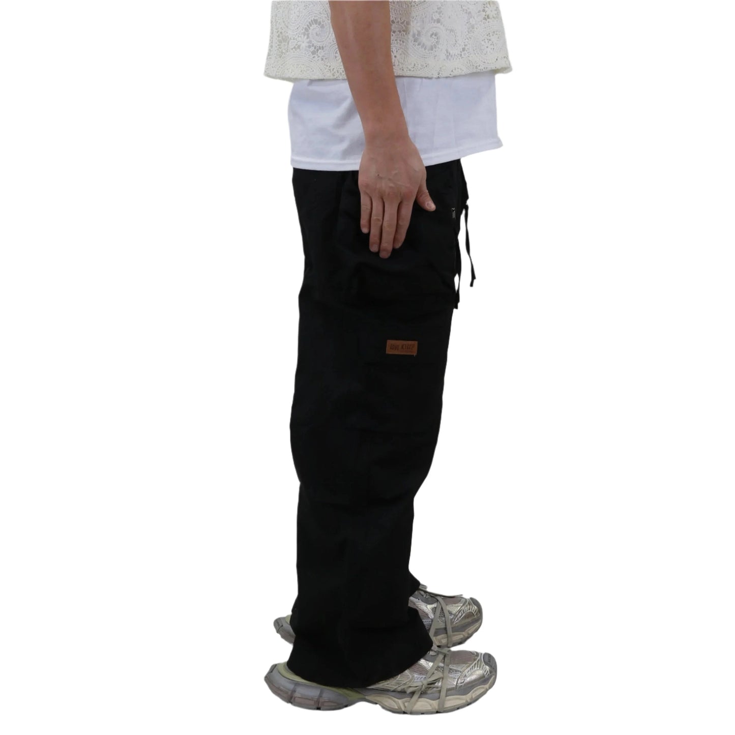 FINE TWILL NYLON BAGGY FIT CARGO PANTS