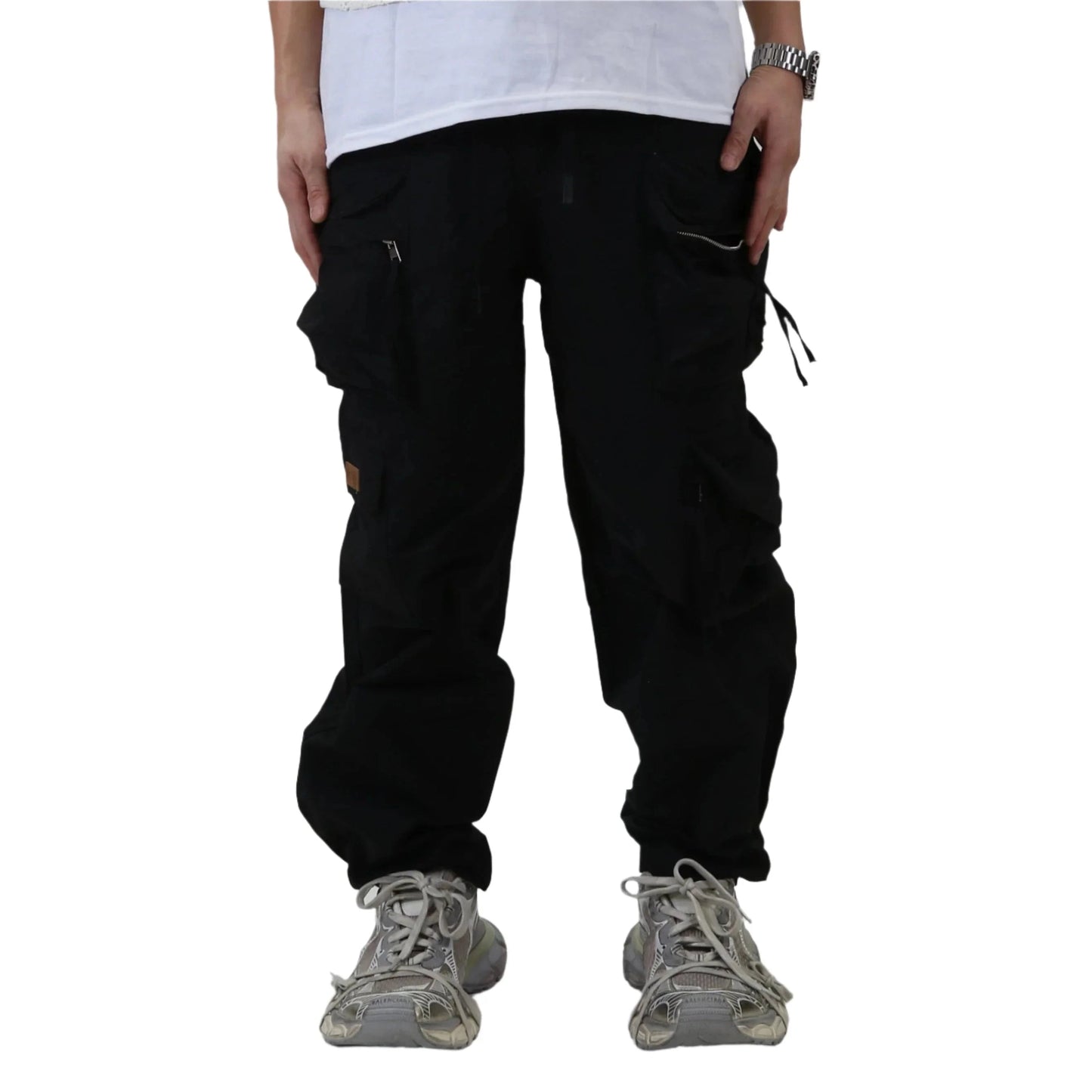 FINE TWILL NYLON BAGGY FIT CARGO PANTS