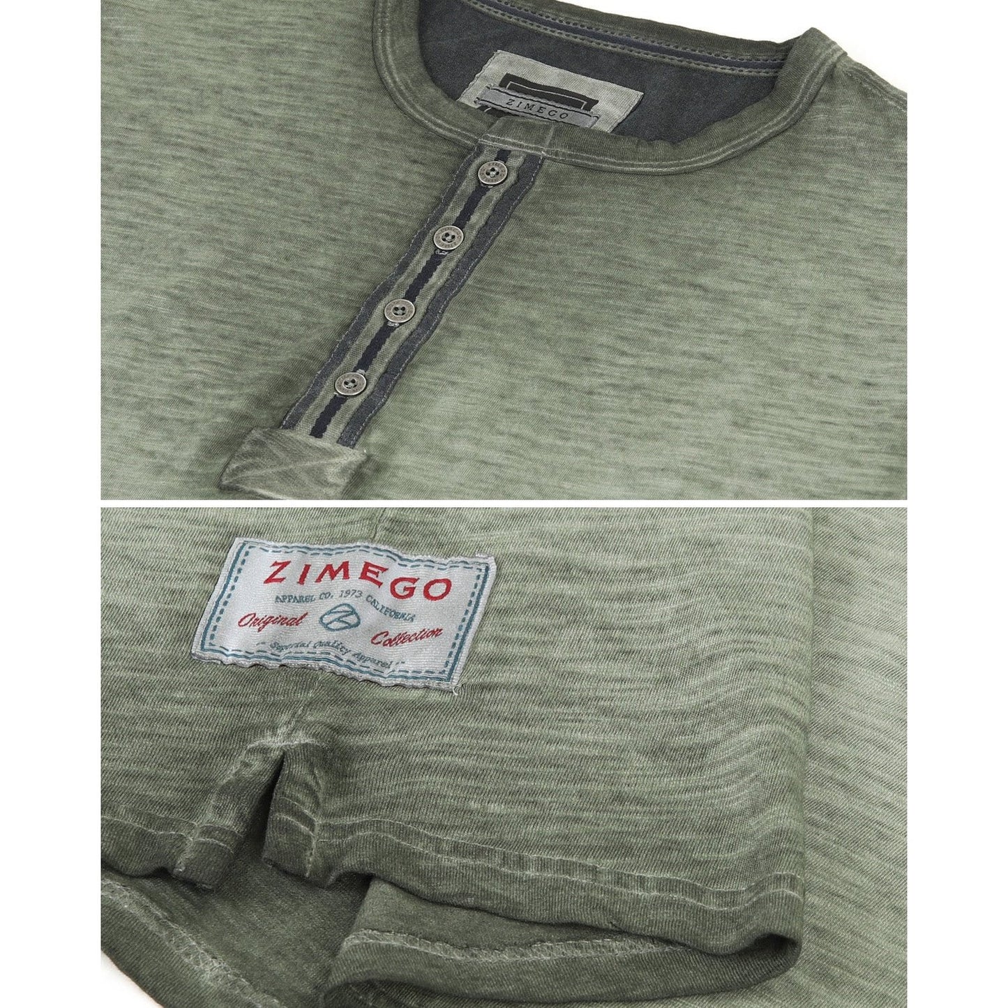 Men's Short Sleeve Crew Neck Oil Wash Vintage Button Henley T-Shirt